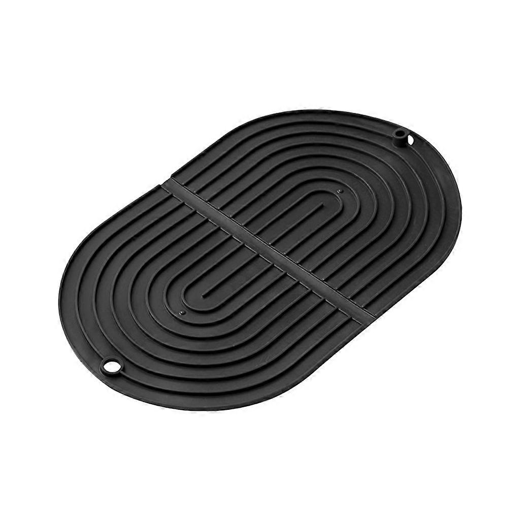 Large Multifunctional TPR Drying Mats Kitchen Heat Insulation Pads Dish Cup Draining Pads for Home Kitchen Dining Tables  Black