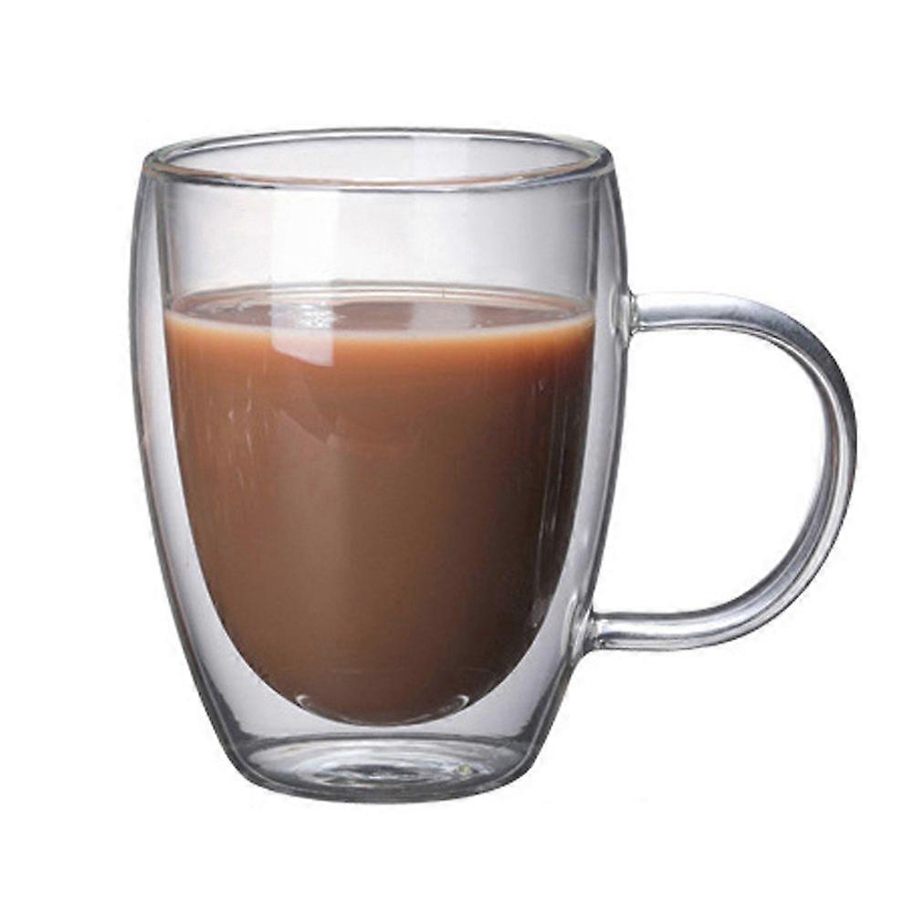 Creative heat-resistant double-layer glass coffee cup-350ml