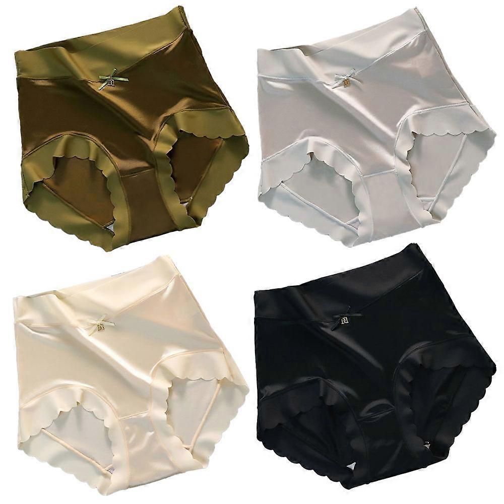 4pcs Women's Ice Silk Panties Women's Traceless invisible ice Silk Elastic Lace Panties