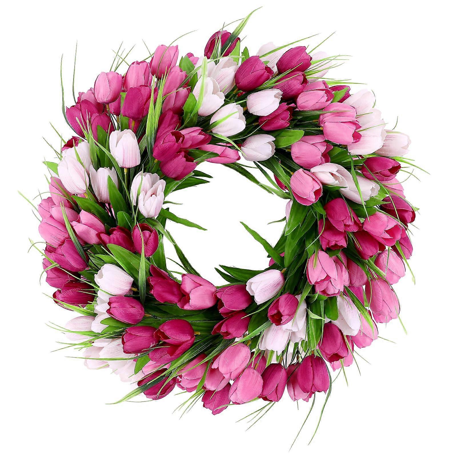 Artificial Tulip Wreath for Front Door 20 Inch