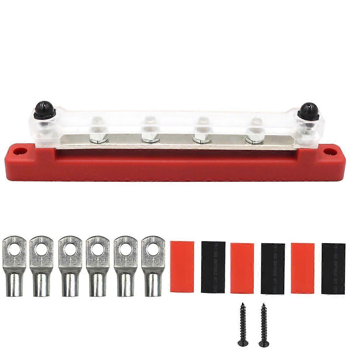 Positive Negative Bus Bar Battery Power 12V Distribution Block 6 X M6 Car Terminal Block Studs 150A Terminal Bus for Boat