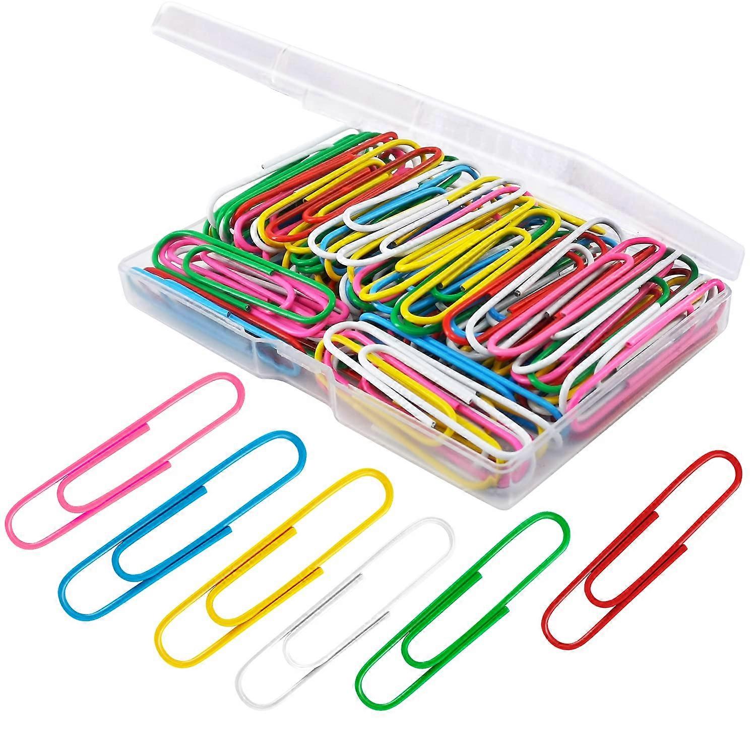 Paper Attachés, 100 Pieces Jumbo 2 Inch Large Colored Paper Clips in Various Styles and Coatings