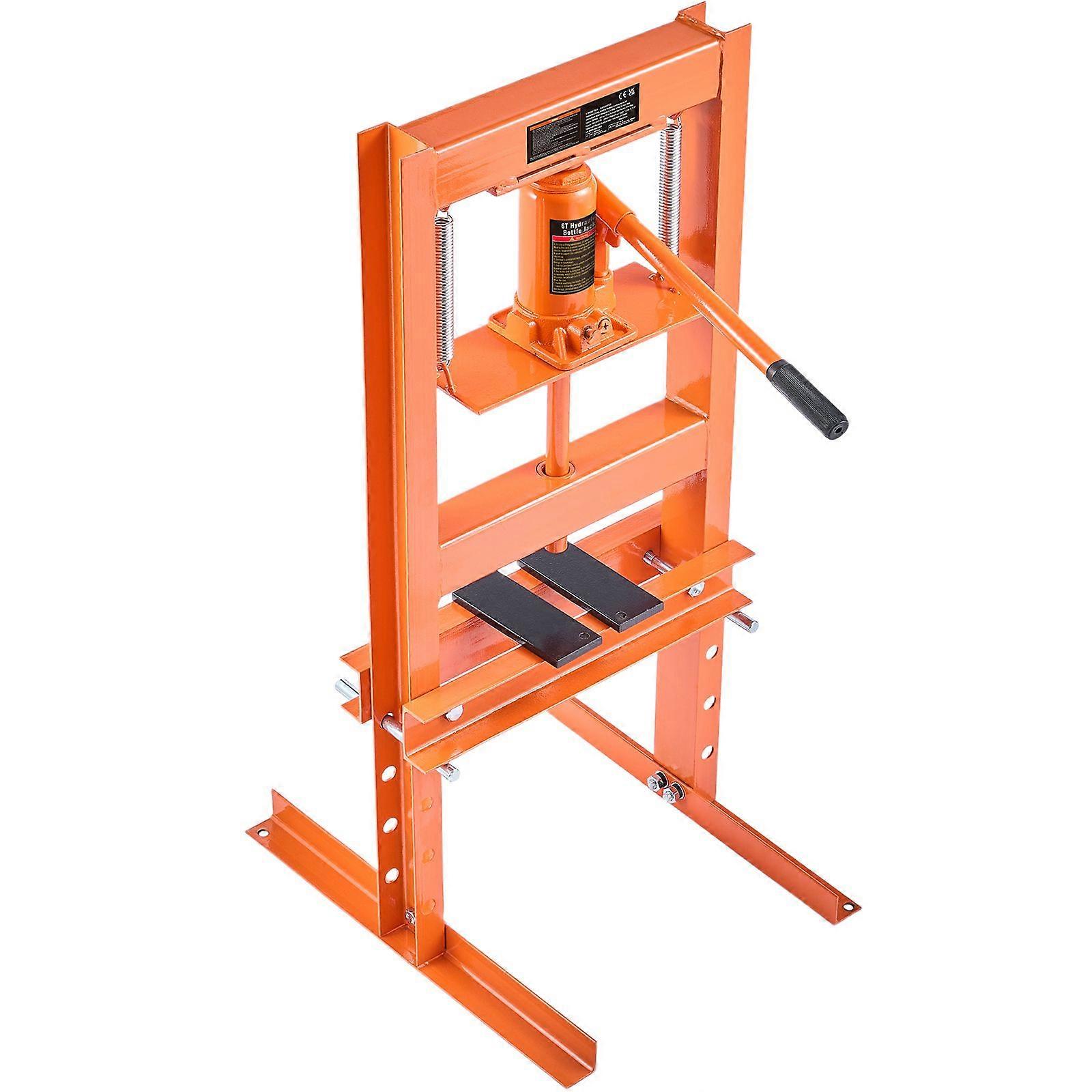 מכבש חנות הידראולי, מכבש הידראולי 6 טון H-Frame מוסך/רצפת חנות, מכבש חנות מתכוונן עם לוחות עיתונות, מכבש הידראולי כבד למוסך,