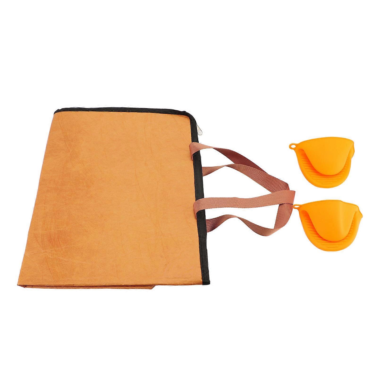 بطانية شواء مع مقبض قفازات سيليكون برتقالية مضادة للحروق حقيبة استراحة لحوم خفيفة الوزن معزولة وقابلة لإعادة الاستخدام في الهواء الطلق