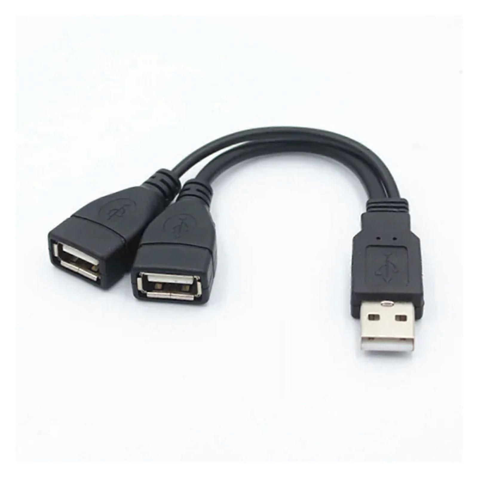 HFHYDZSW USB 2.0 Splitter Cable 1 Male to 2 Female Socket Extension 15/30cm Black Data Power Adapter 30cm