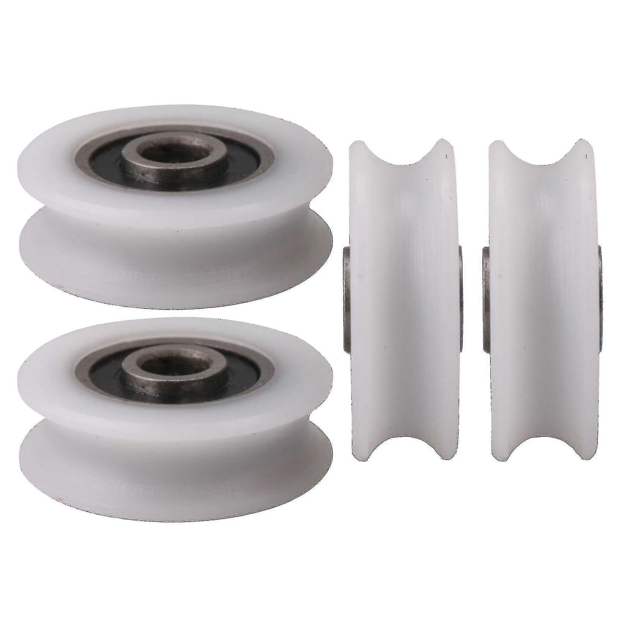 4pcs 4x20x6.5x7.4mm άσπρος εσωτερικός τροχός τροχαλιών U-αυλακώσεων 4mm για τη συρόμενη πόρτα