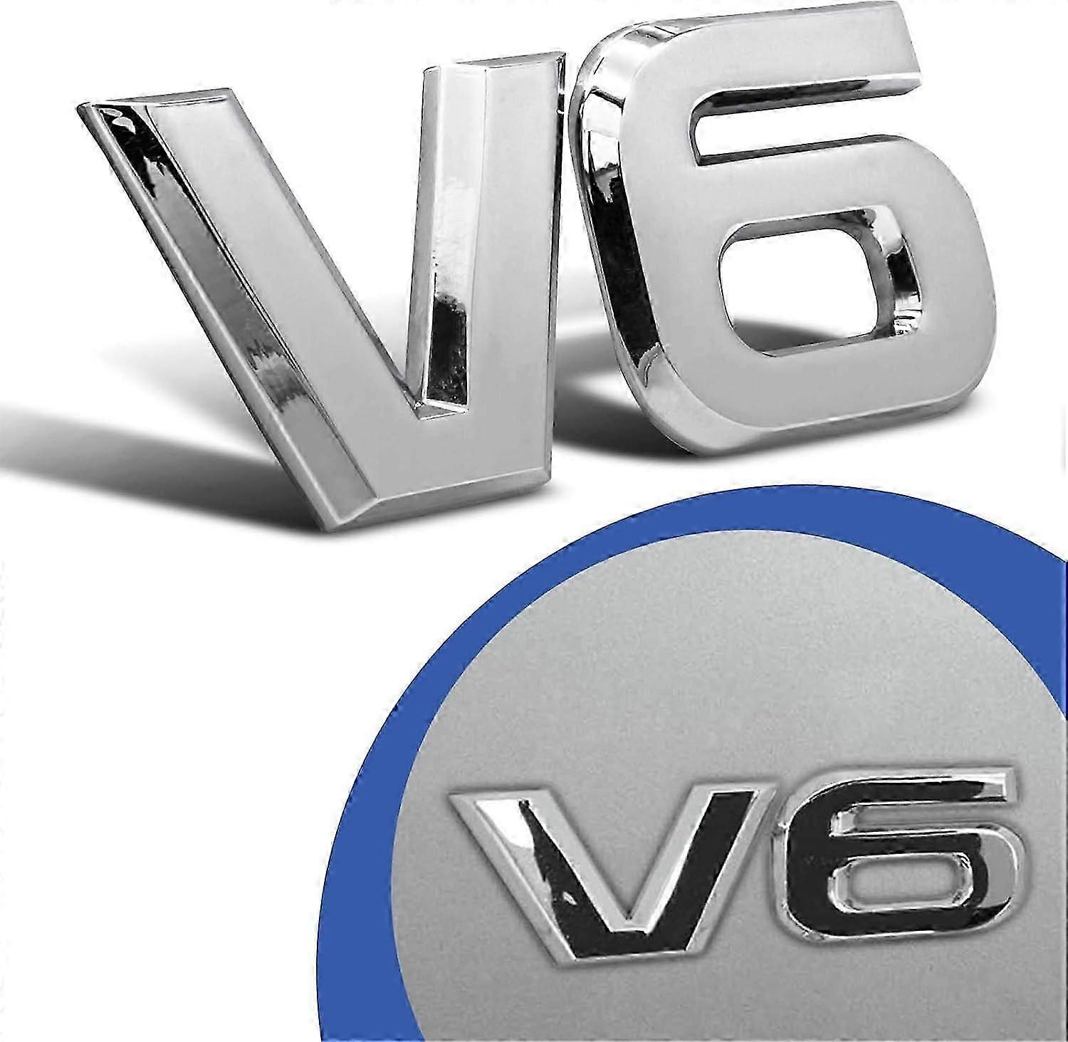 V6 Chrome Metal Emblem with 3D Logo for Car