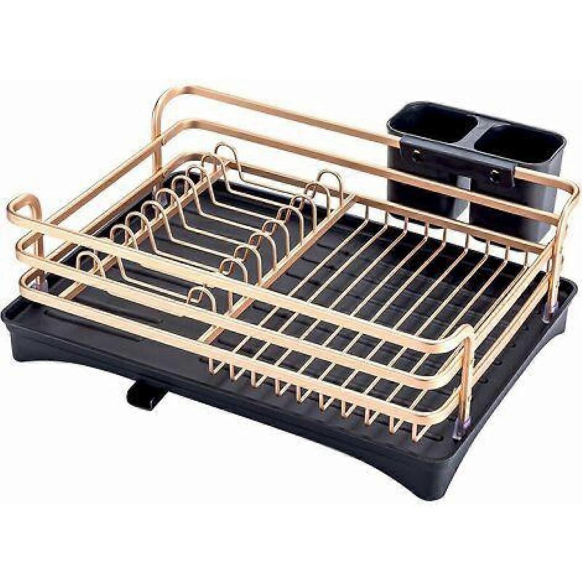 Versatile Kitchen Helper, Dish Drying Rack with Utensil Holder, Quick Draining, Compact Efficient Design for Countertops