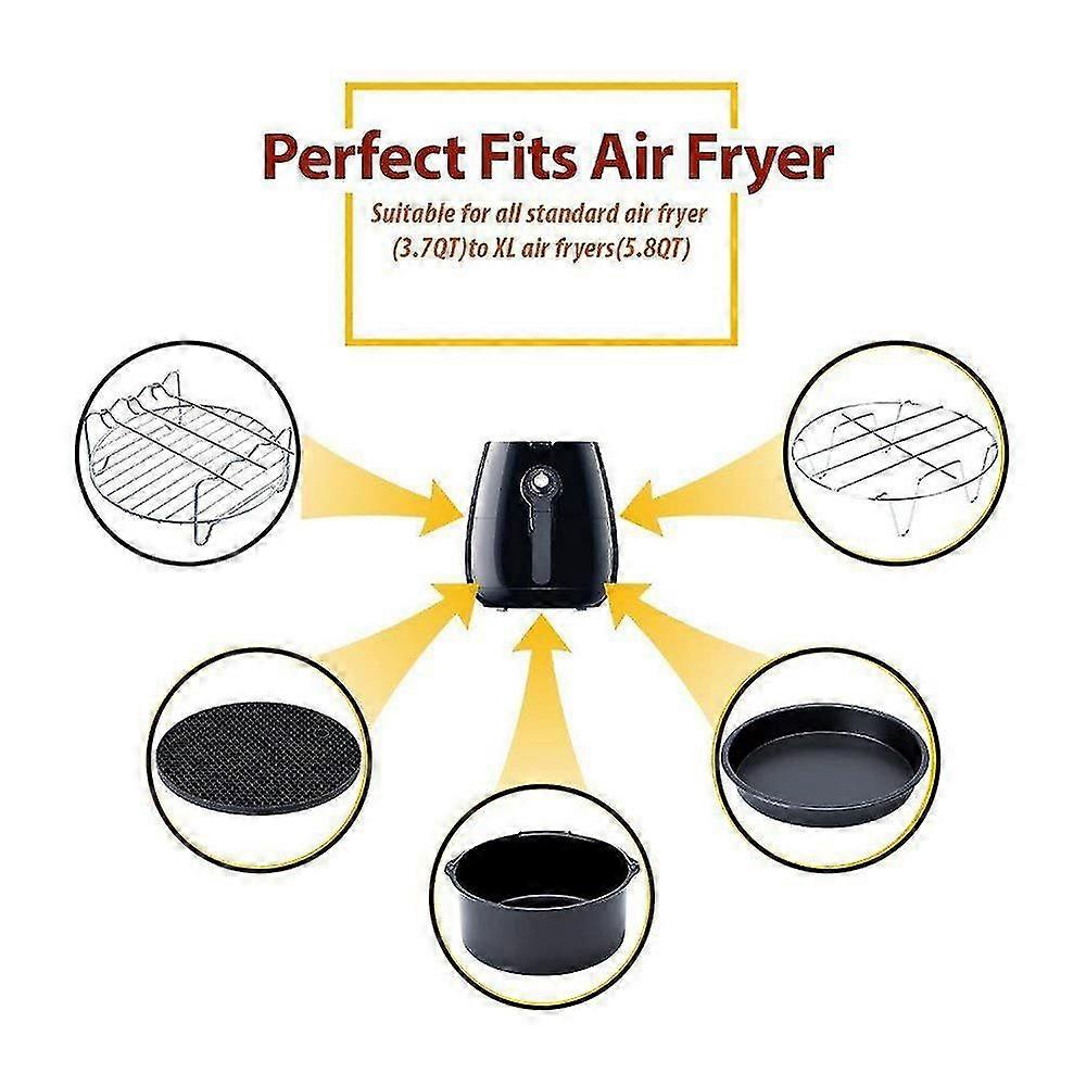 5pcs 7'' R Freír Ca Dish Ba Pan Rack Pizza Tray Pot Accesorios