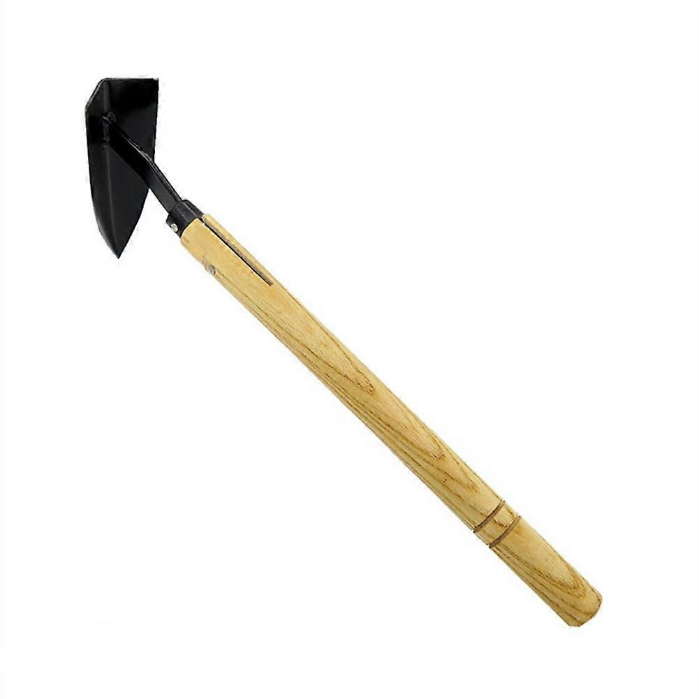 Wooden Handle Steel Hoe - Manual Garden Hand Weeder for Soil Loosening, Small Handheld Planting Tool, Durable Garden Hoe