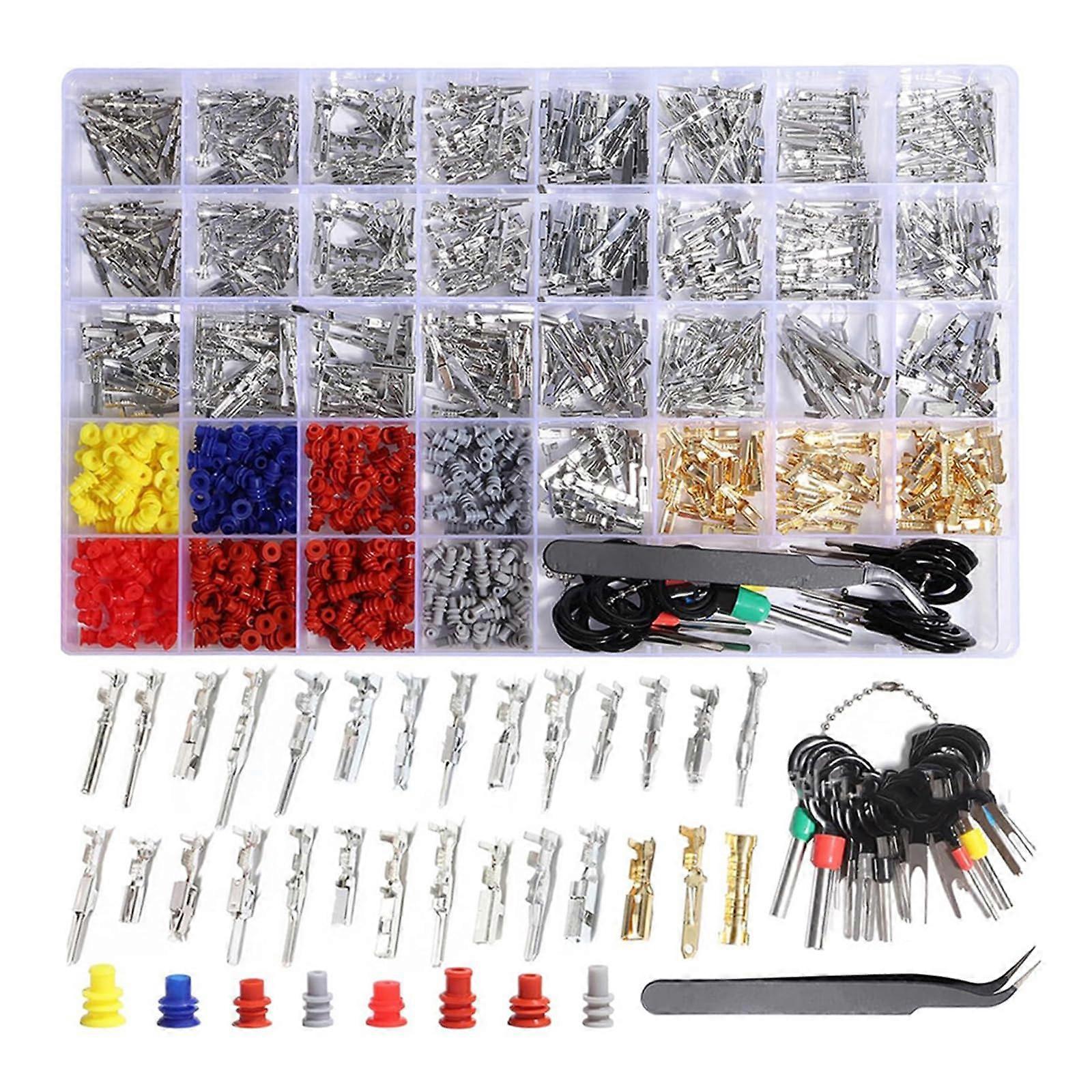 950Pcs Electrical Pin Connectors for Auto Wiring, Car Terminal Connector Sizes 1/1.5/1.8/2.2/2.8/3.5mm