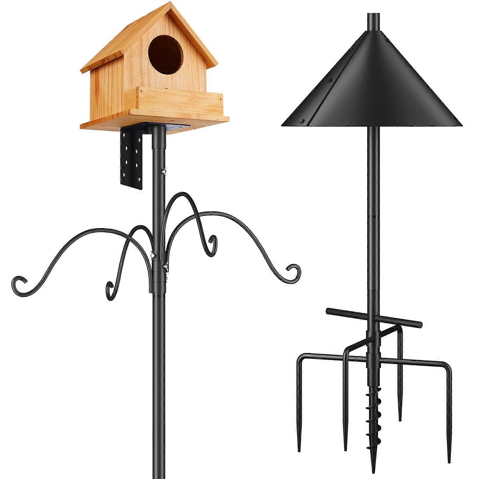 Bird Feeders Pole, House Pole 92 Inch, Adjustable Feeder Stand with Squirrel Proof Baffle