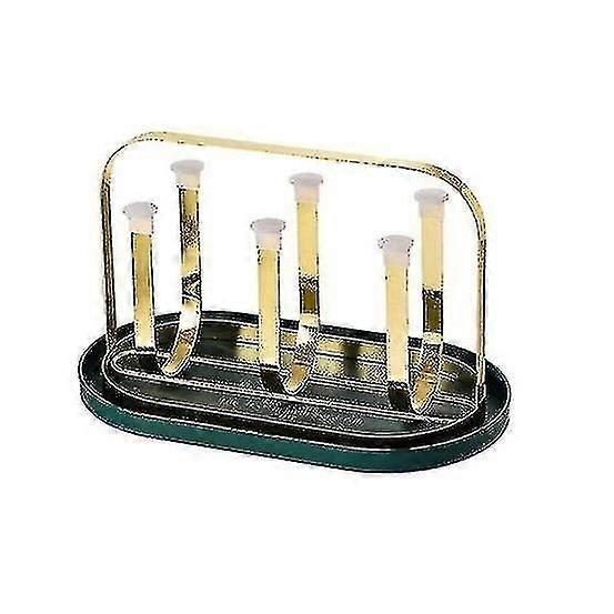 6 Cups Mug Glasses Cup Upside-downdrying Rack Stand With Drain Tray