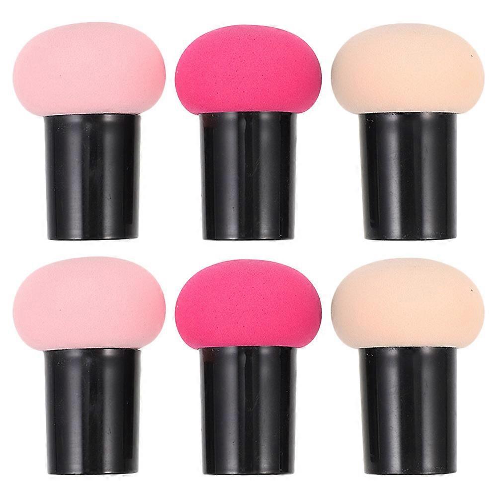 6PCS Soft Mushroom Head Makeup Sponges Set for Foundation, Cream & Powder Application – Includes Precision Eyeshadow Brush, Pink & Skin Tone Colors