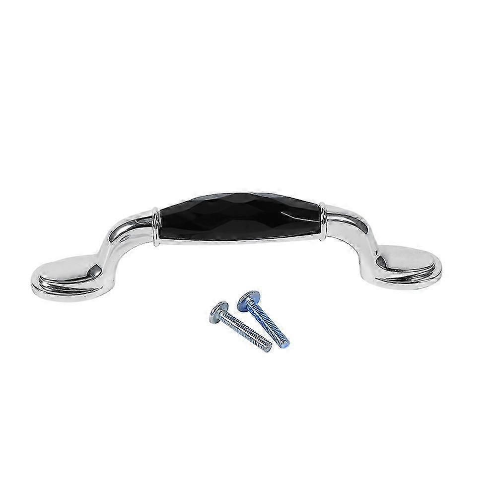 Crystal Glass Door Handles Kitchen Cupboard Knobs Wardrobe Pulls Black Hole Spacing 96mm