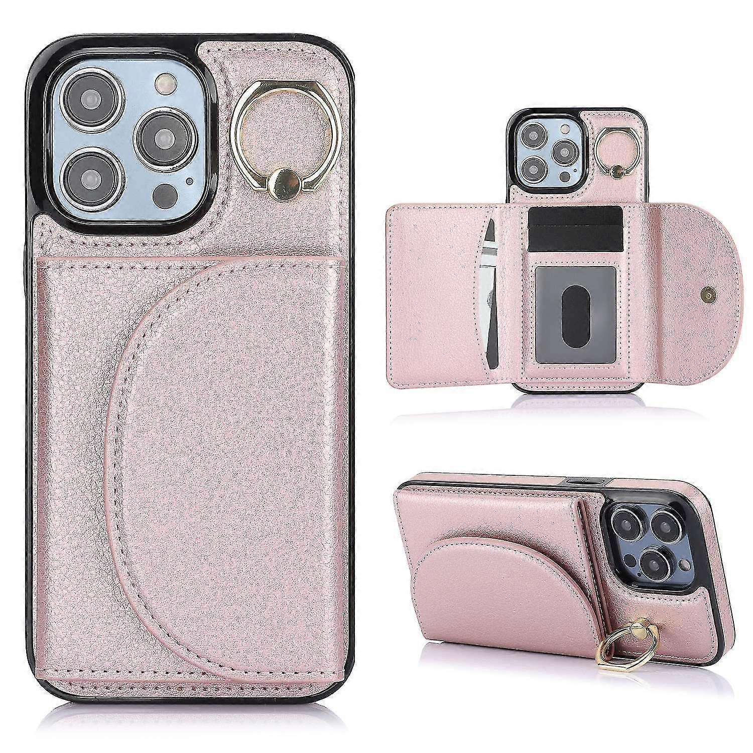 For Iphone 15 Pro Max Cell Phone Case Rfid Blocking Card Bag Scratch Proof Pu+tpu Cover - Brown