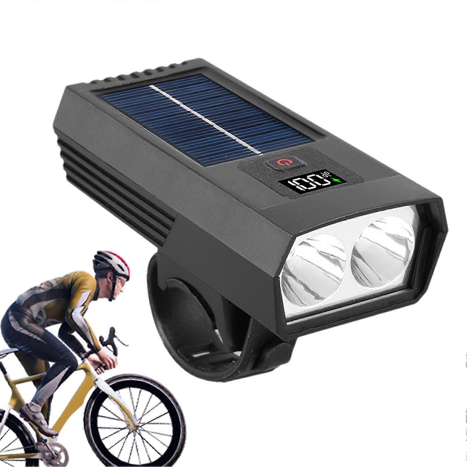 Solar Powered Light Waterproof Rechargeable LED for Night Driving with Digital Display, Battery Operated for Road and Mountains