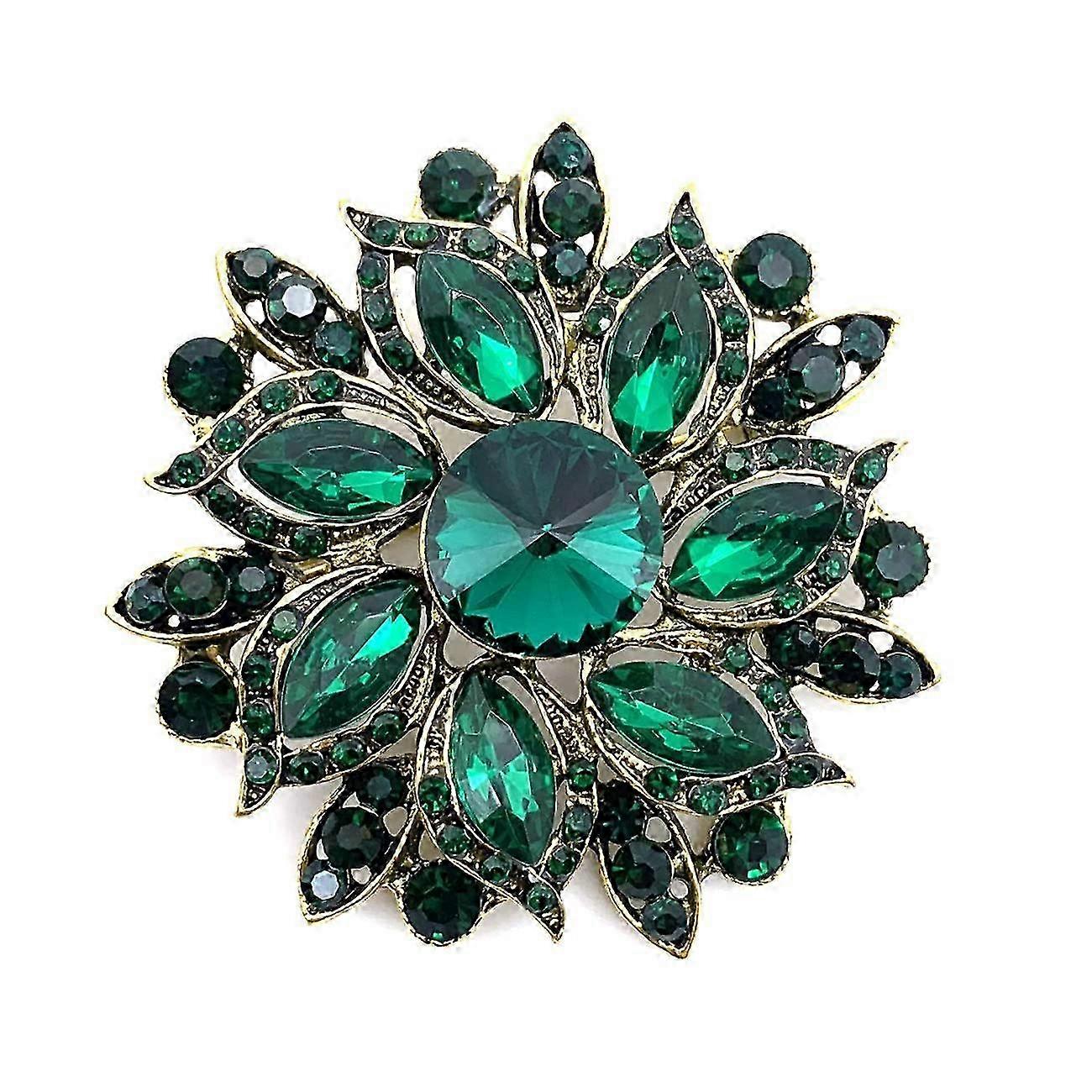 Austrian Crystal Flower Leaf Brooch for Bridal Corsage