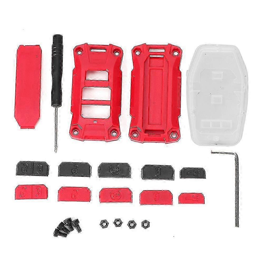 4pcs Red Car Button Key Shell Fob Case Housing Accessory Compatible with Certain Brand Wrangler JL 2018 +