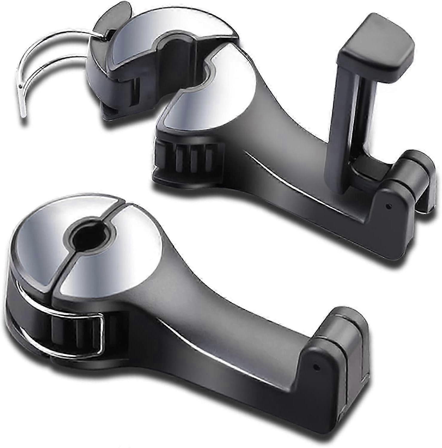 Car Hooks with Phone Holder, 360° Rotating Headrest Hooks for Bags & Purses