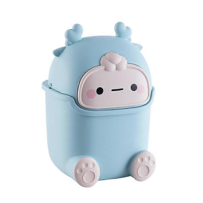 Small Desktop Trash Can, Cute Small Moose Waste Paper Bin for Bathroom, Kitchen, Office (Light Blue)