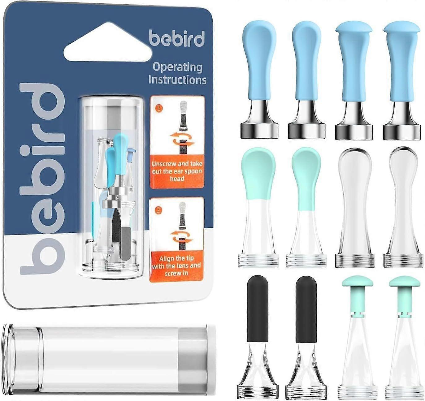 Replacement Tips Ear 12 Pieces Waterproof Silicone Ear Spoon for Ear Wax Removal