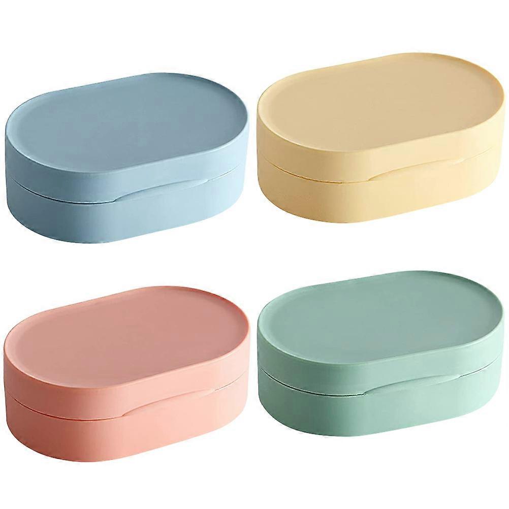 Portable Travel Soap Case Container Detachable Soap Boxes for Housewarming present Yellow PP 12.5X8CM 4Pcs