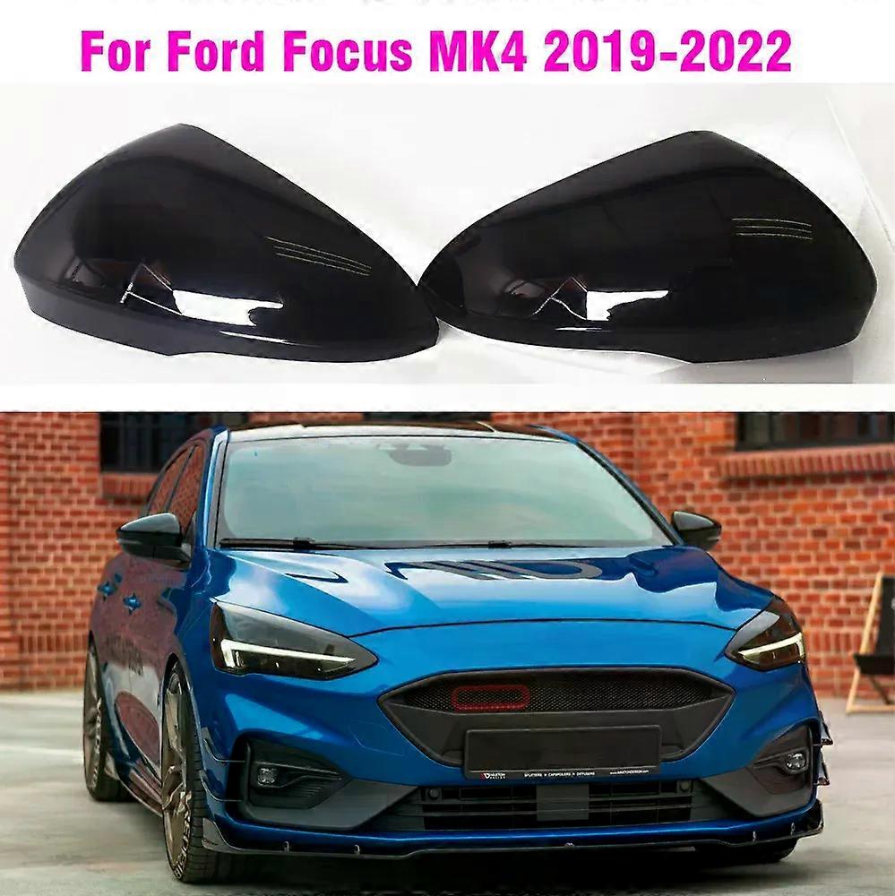 LHD Glossy Bright black Side Rearview Mirror Cover For Ford Focus MK4 2019 2020 2022 2022 RS Styling Replacement Shell