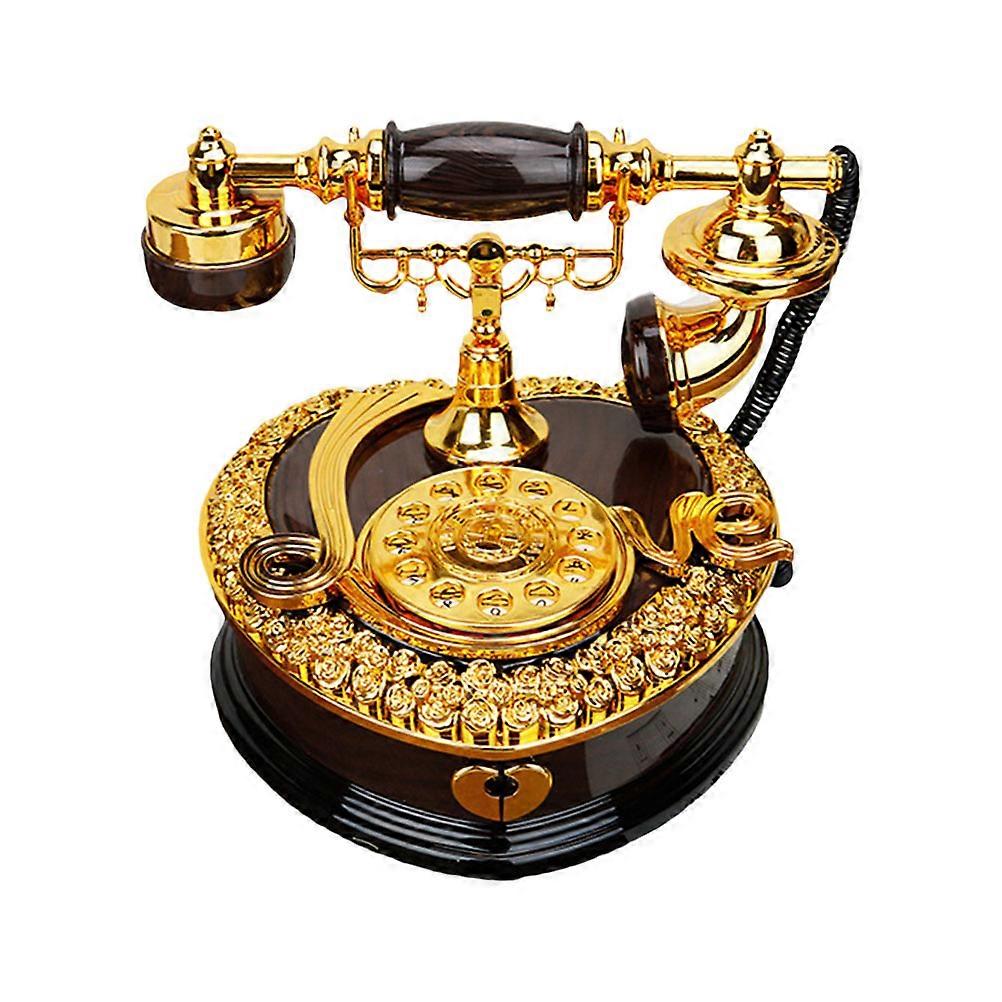 Desktop Musical Box Telephone Modeling Retro Rotating Musical Box 1Pcs
