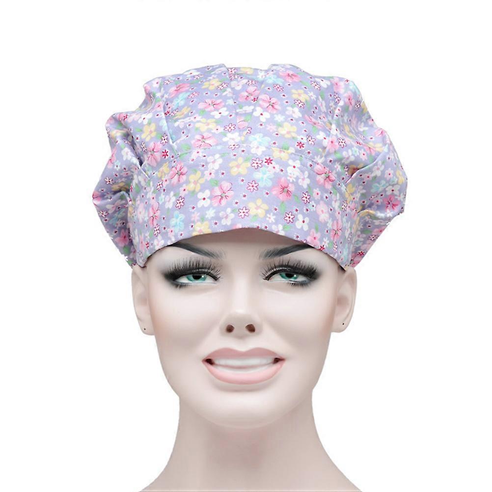 Dustproof Hair Headdress Flower Printed Operating Room Strap Multi Color Free Size For Nurse Doctor Chef 1Set