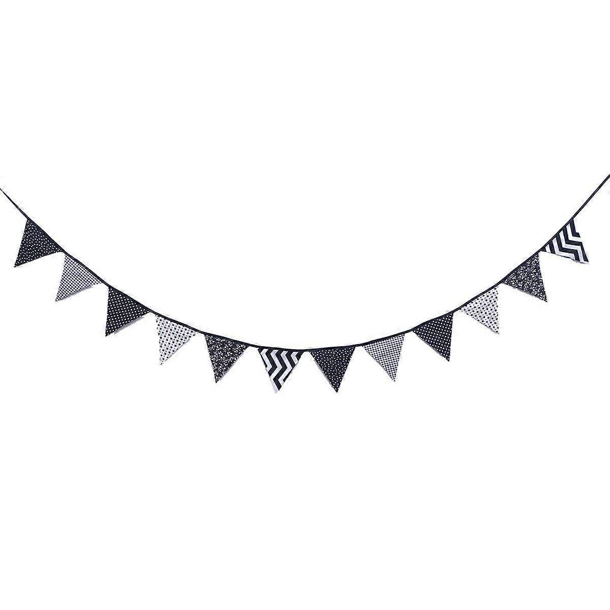 Κρεμώντας το τρίγωνο σημαιών Pennant Bunting Garland βαμβακερό ύφασμα για Housewarming Τριγωνικό πολύχρωμο φεστιβάλ αποφοίτησης 12 σημαίες τριγώνου