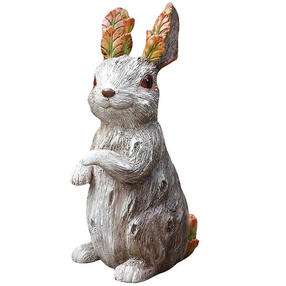 Resin Bunny Ornament Tree Leaf Rabbit Figurines for Decoration