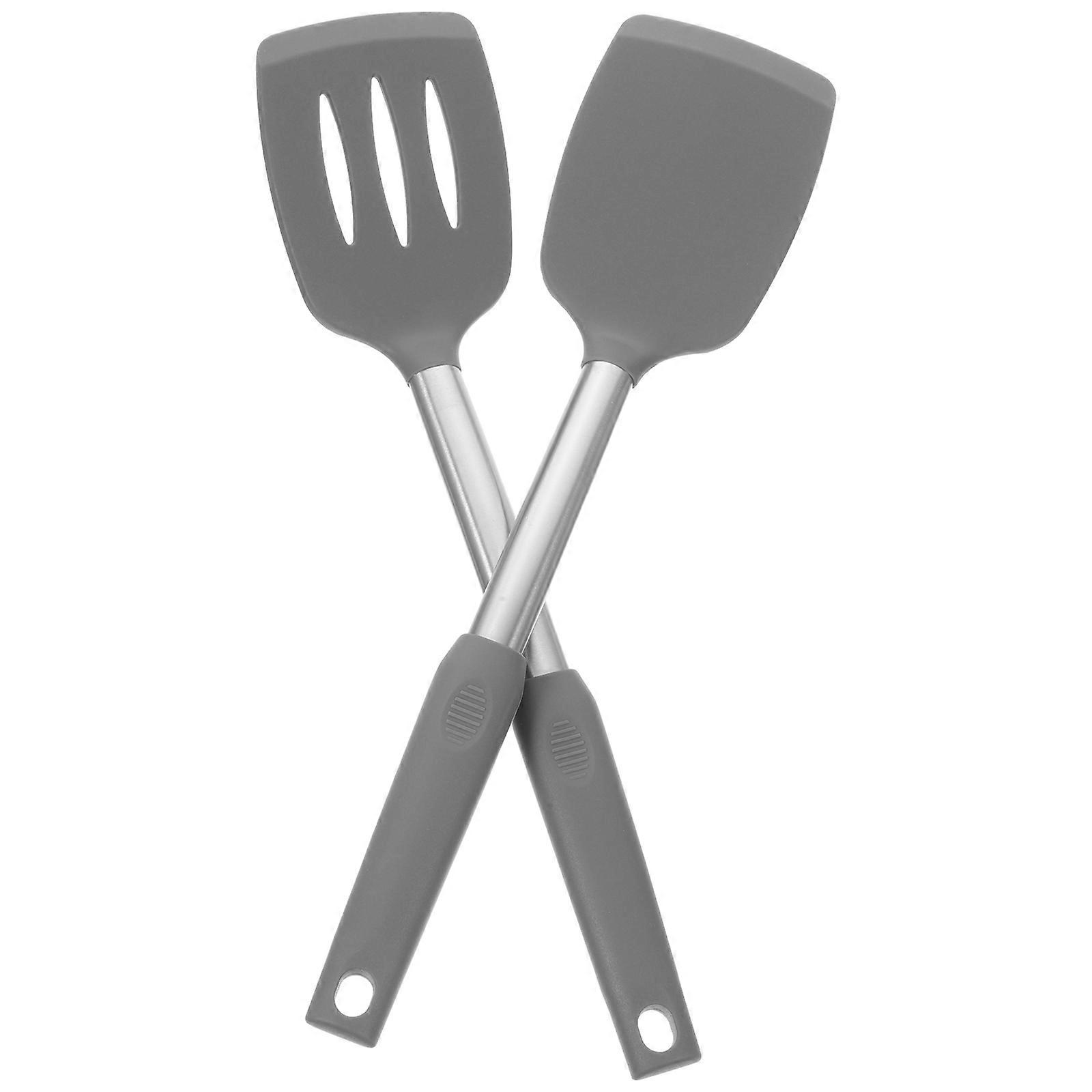 Non-Stick Anti-Scratch Silicone Spatula Cooking Baking Frying Grey 1Set