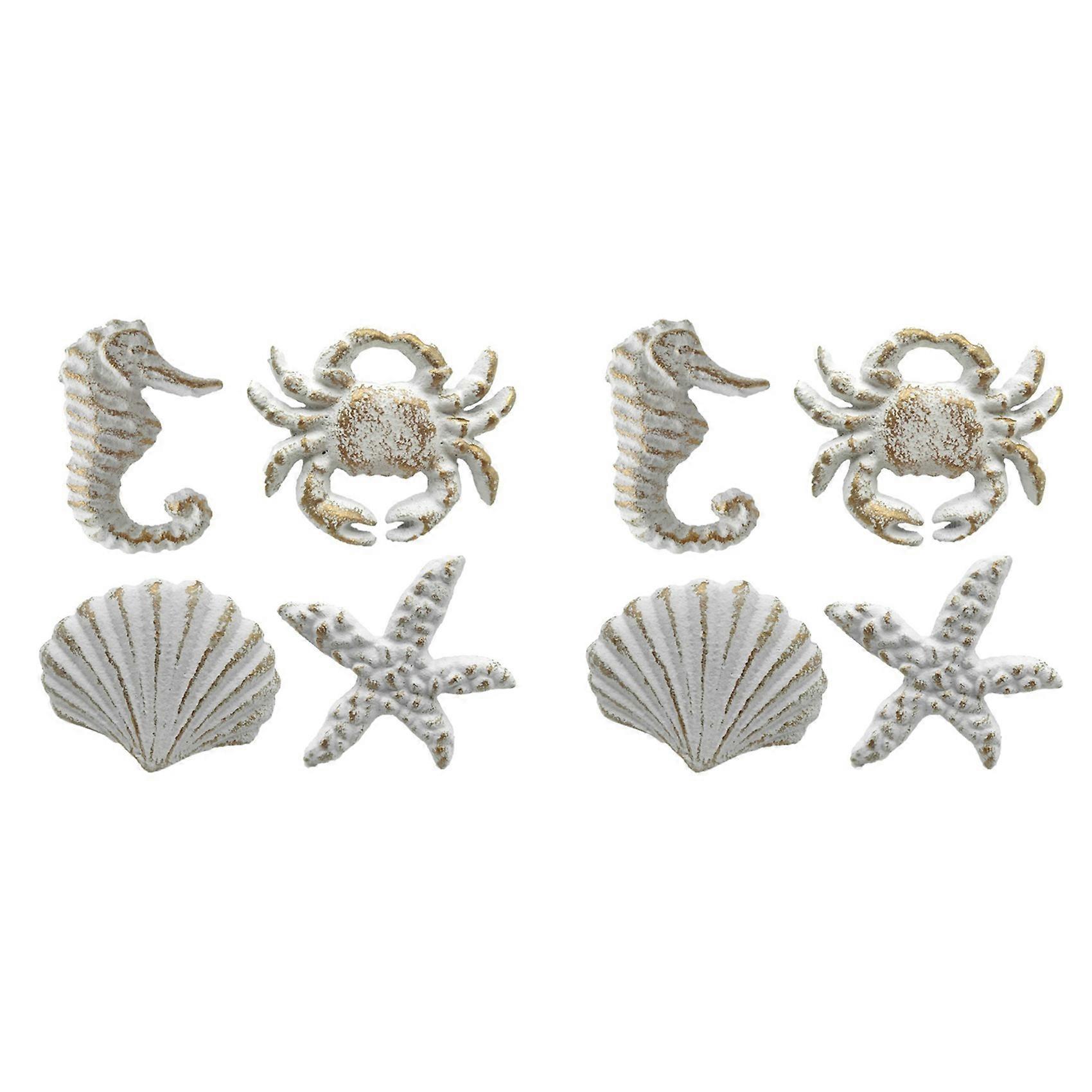 4Pcs Retro Marine Style Cast Iron Drawer Handle,White