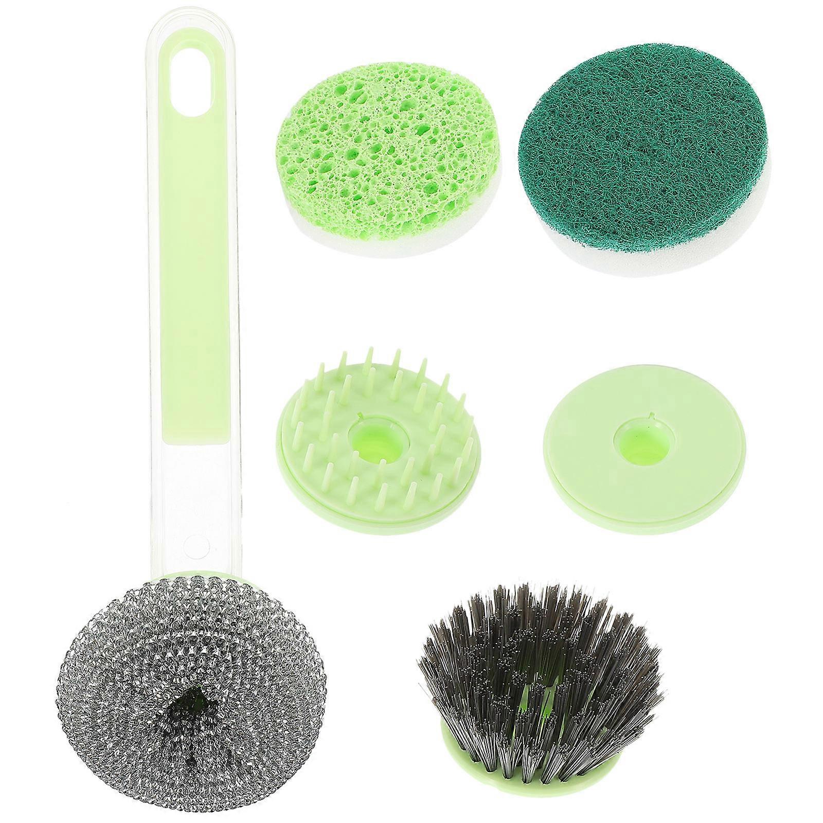 Multi-Functional Cleaning Brush With Replaceable Heads For Housewives .30X5.00X5.00CM Non-Stick Oil 1 Set