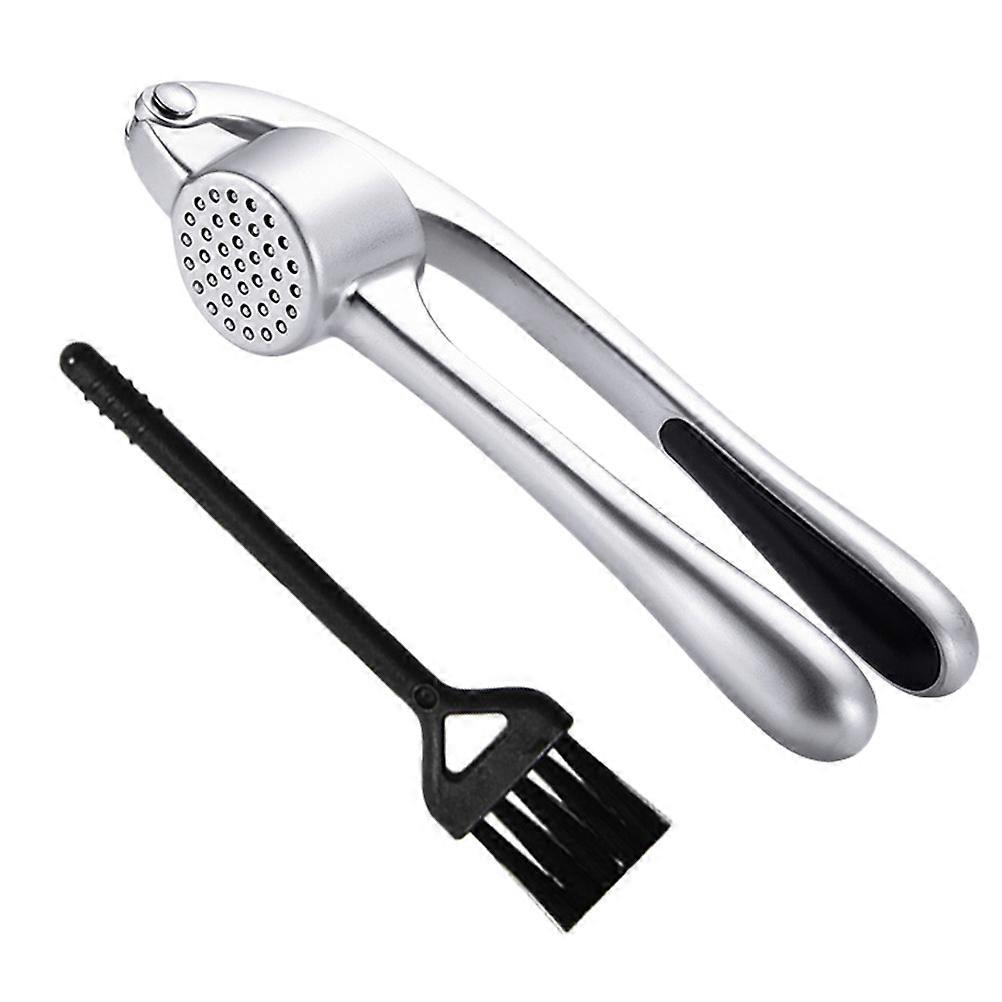 Manual Garlic Presser with Non Slip Handles, Rust Resistant Alloy Masher for Home Kitchen – Includes Press and Cleaning Brush