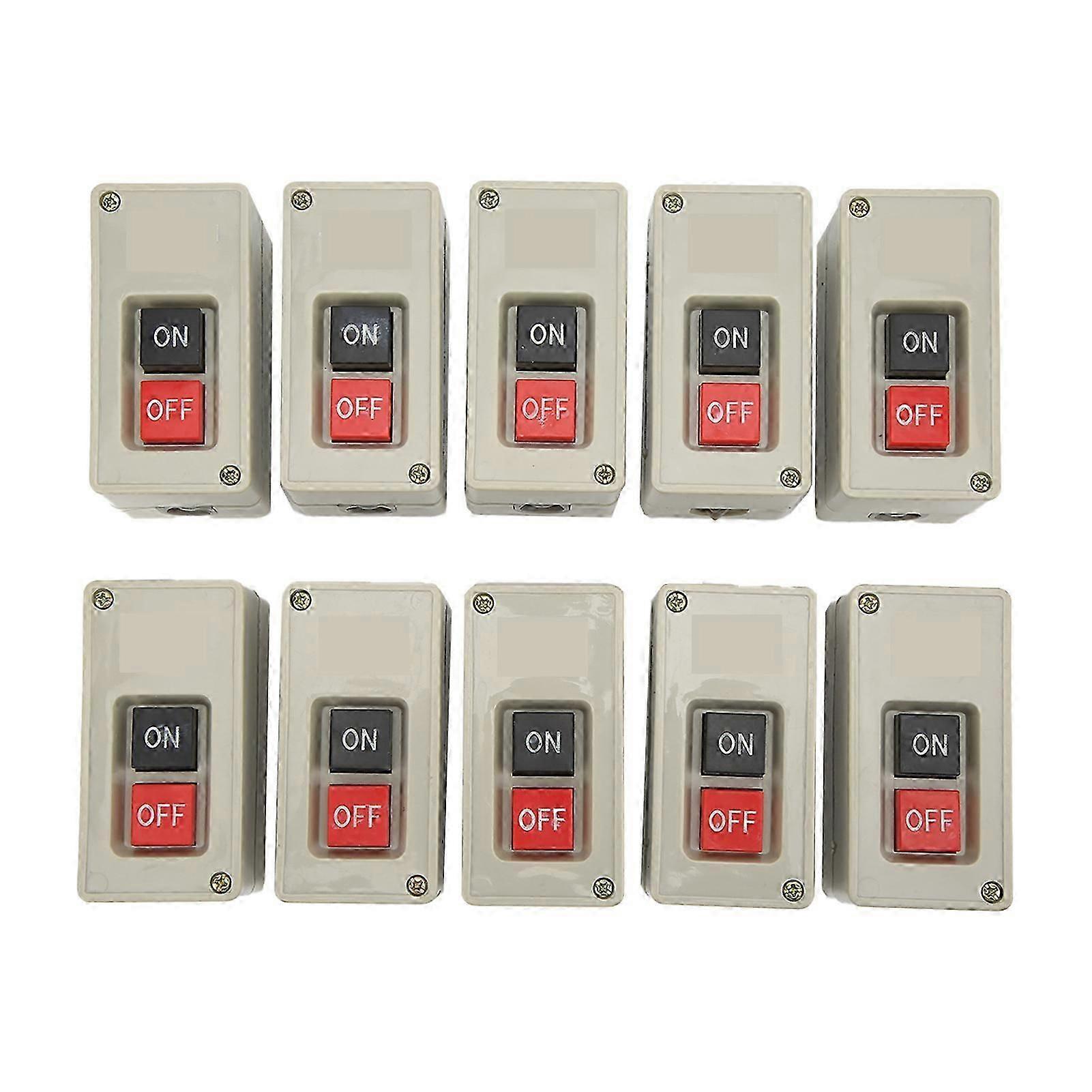 10 Stück 3-Phasen-Motorschalter, 2 Positionen, selbstrückstellender Netzschalter, Druckknopfschalter für Verteilerkästen, 380 V, 30 A