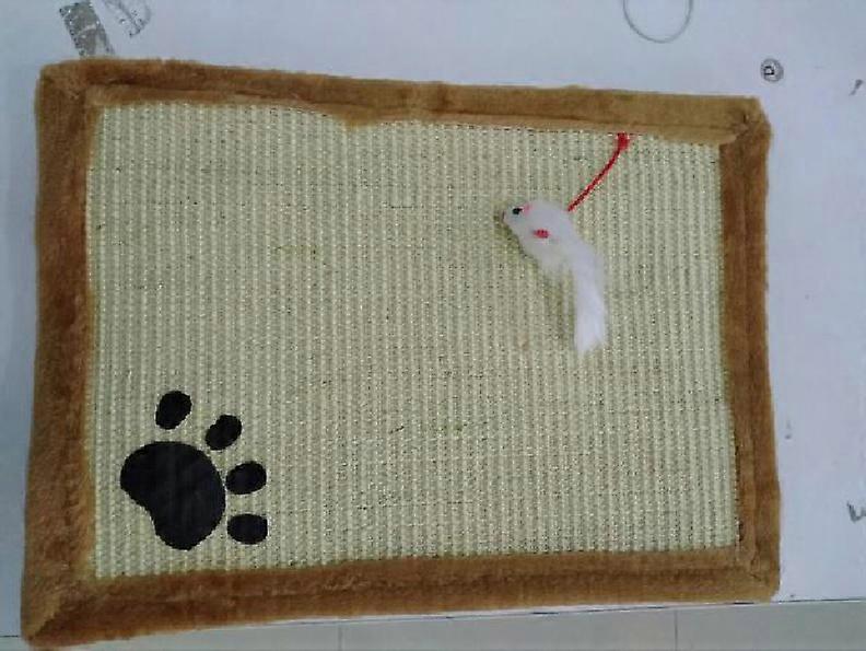 Cat Kitten Scratcher Scratching Training Sisal Post Claws Mat Pad Cushion With Toy Khaki