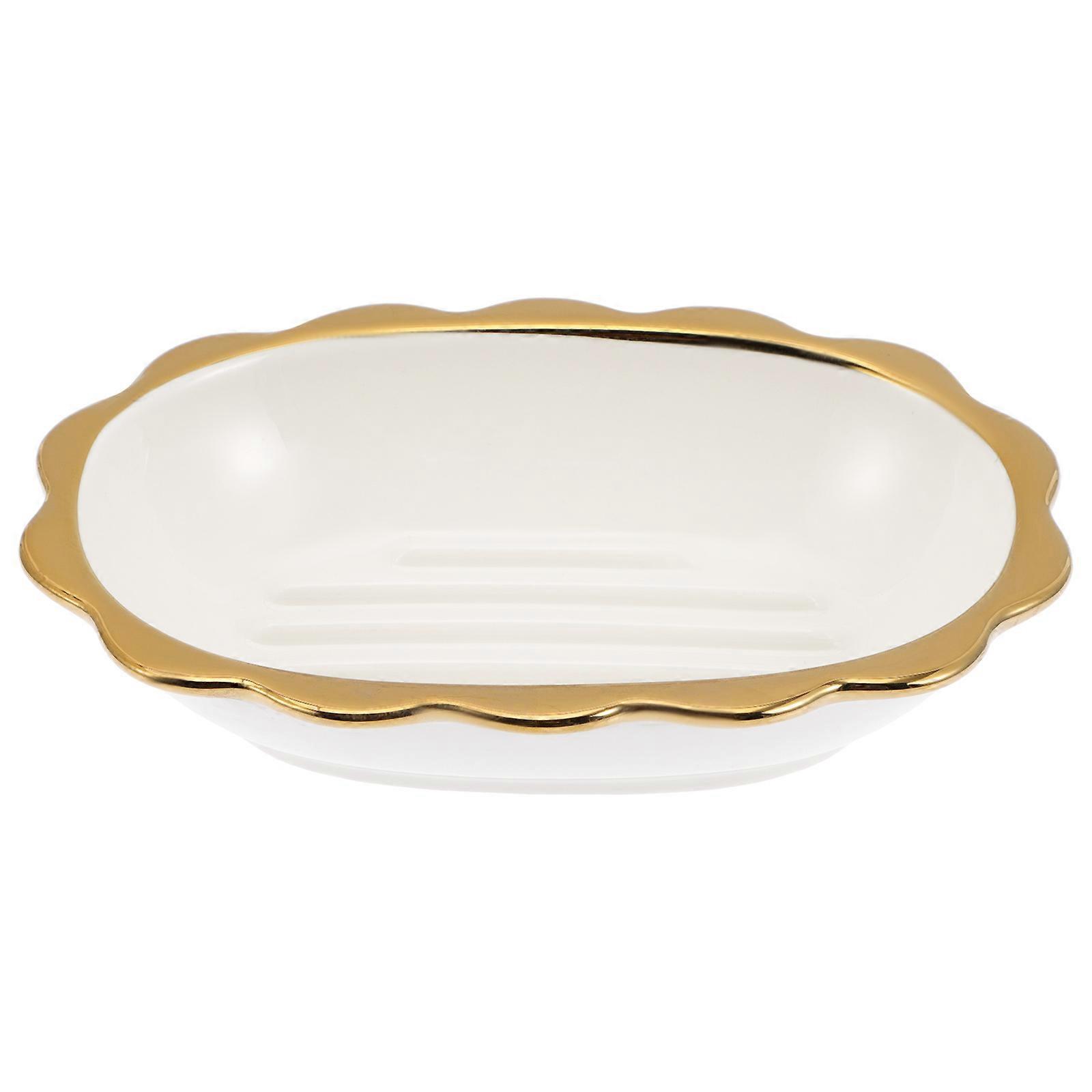 Ceramic Soap Box Modern Soap Dish For Bathroom Use Square Shape Moisture Proof 1Pack