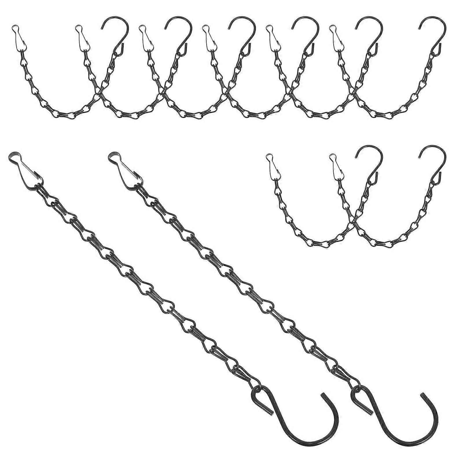 Black Iron Hanging Basket Chains with Hooks – Garden Chains for Bird Feeders, Planters, Lanterns, and Decorative Ornaments – Easy Installation