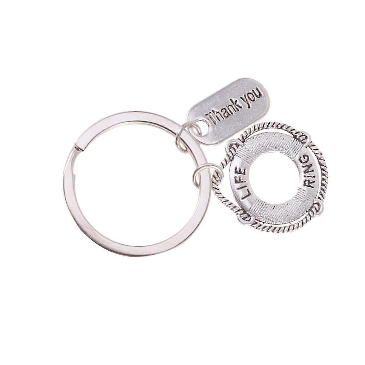 Engraved Keychain Life Ring Shape Lightweight Metal Material 1Pc