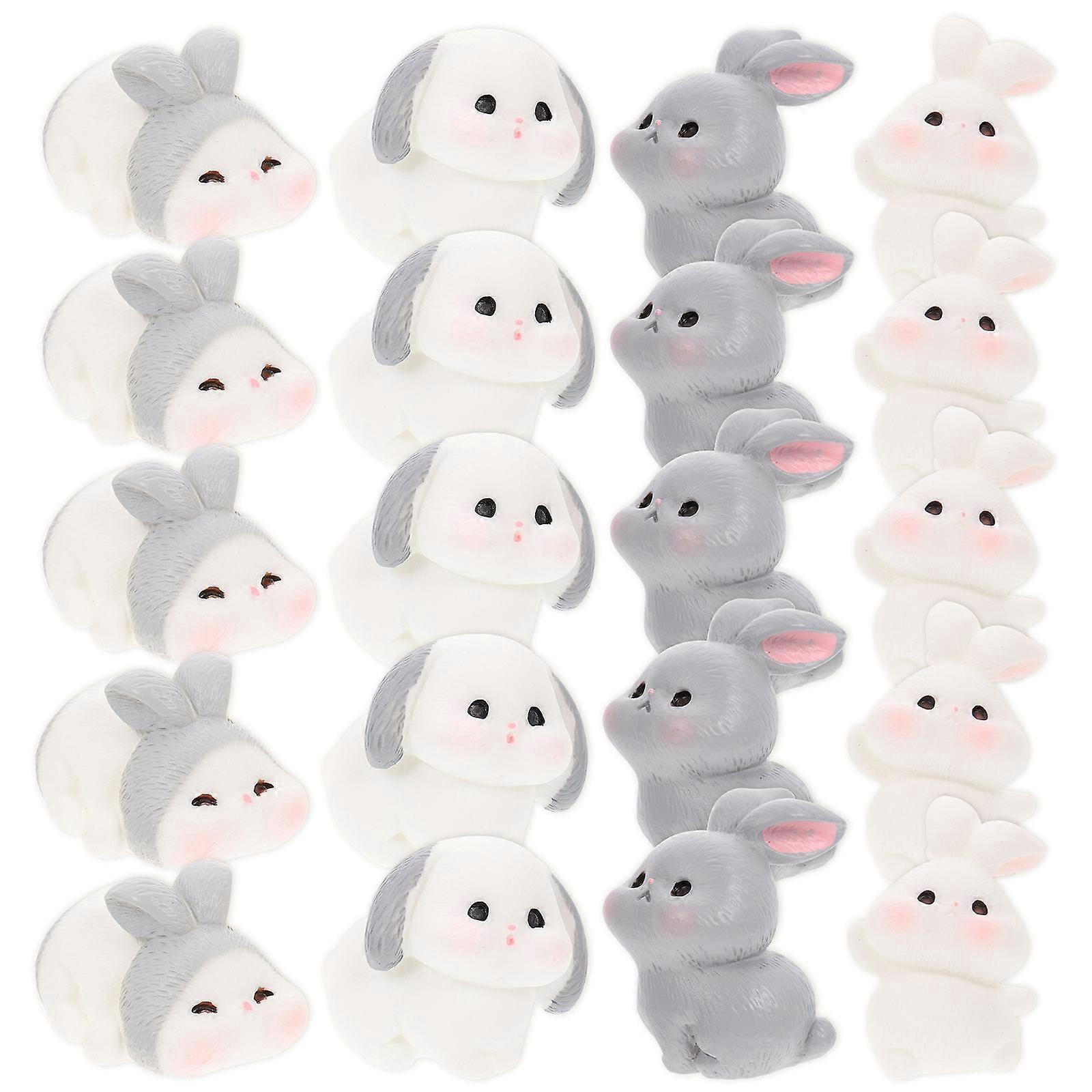 Garden Decor Statue Resin Bunny Ornament Creative Bunny Style Desktop Cute Ornament 20Pcs