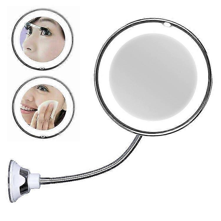 2025 Suction Cup Type LED Lighted Makeup Mirror Flexible Wall Mounted Folding Mirror