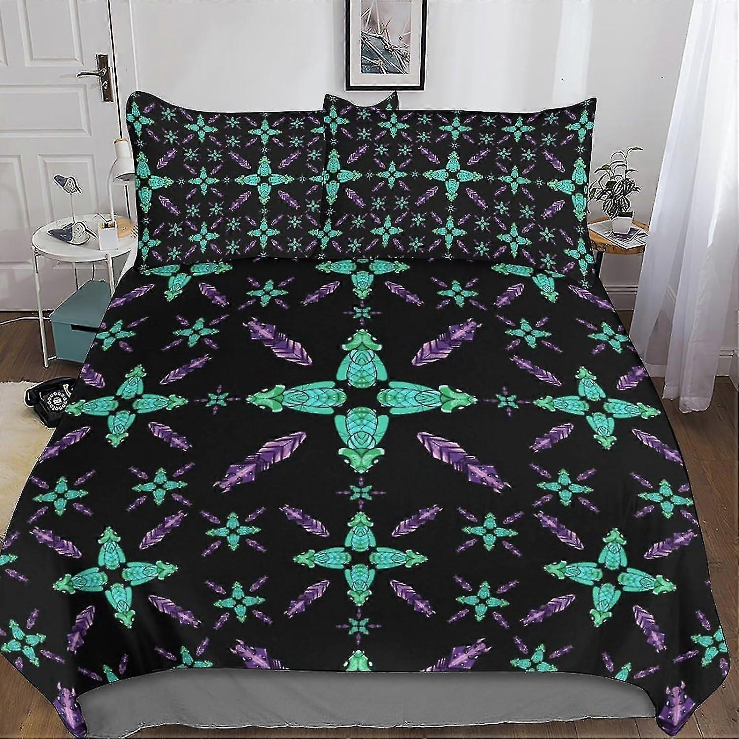 Conjunto de capa de edredom de 3 peças com estampas exóticas, roupa de cama de microfibra macia com fronhas e zíper para adultos