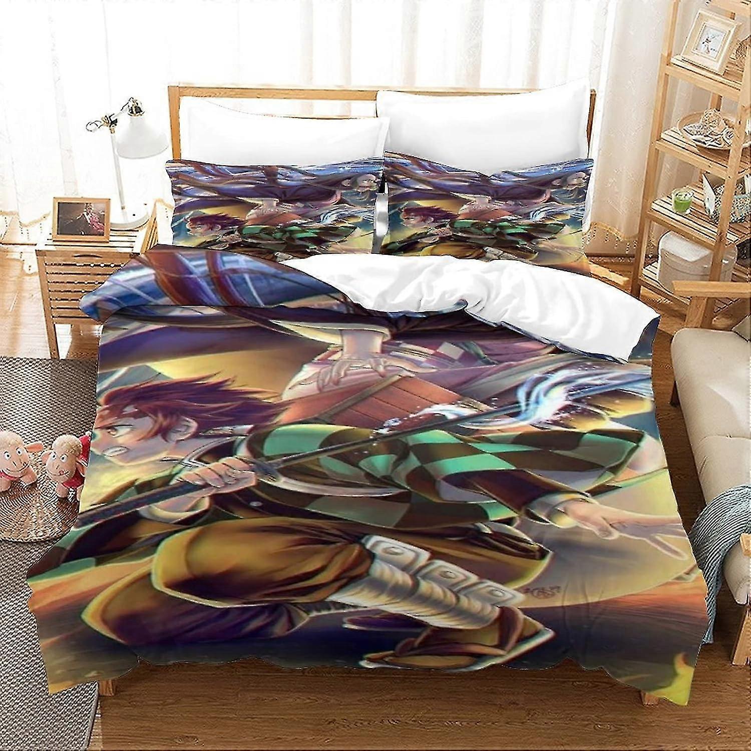 Conjuntos de cama com capa de edredom com estampa de matador de fantasmas 3D para adultos e crianças com zíper Capa de colcha de microfibra macia