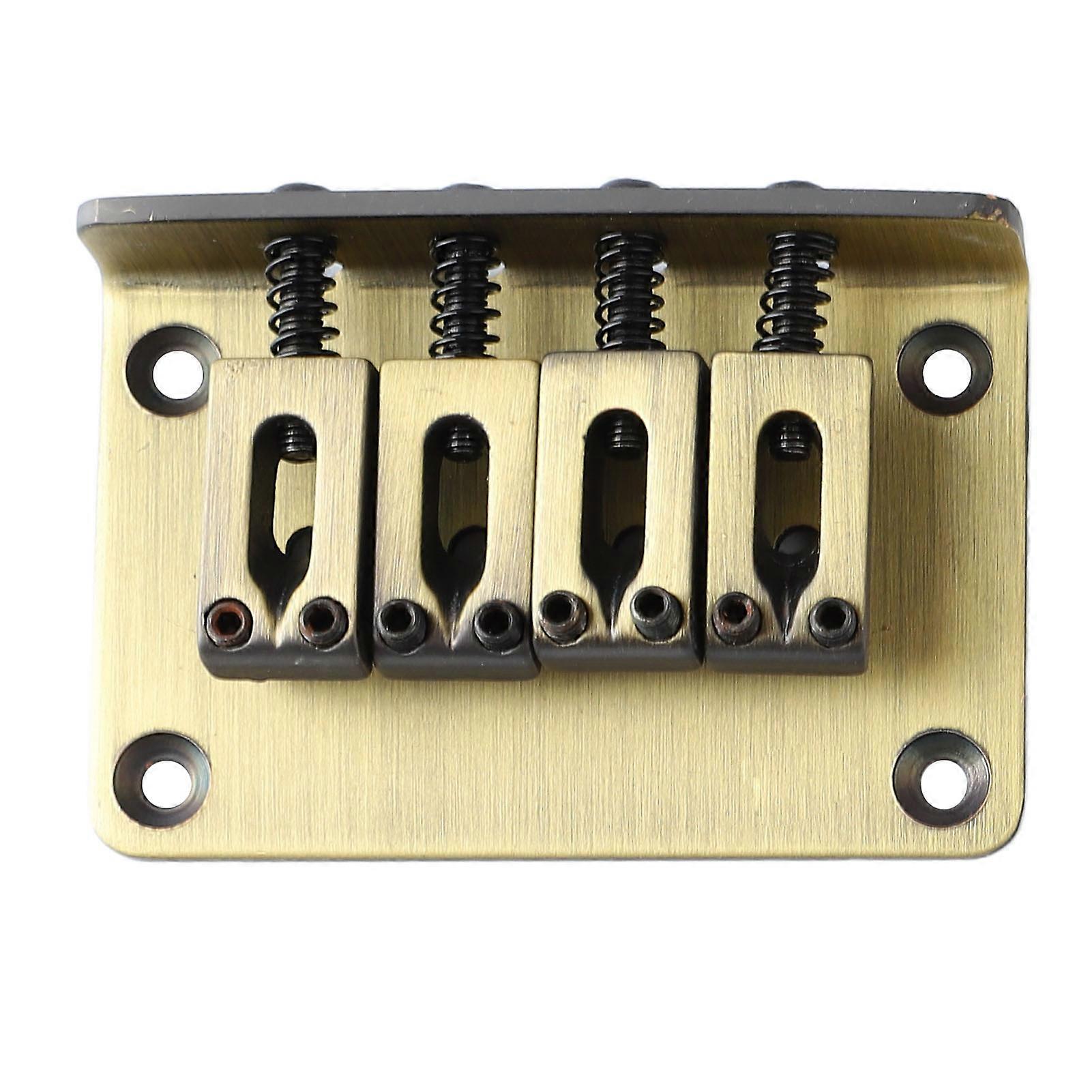 4 String Guitar Bridge Ukulele Bass Metal Bridge Replacement for Stringed Instruments Bronze Color 