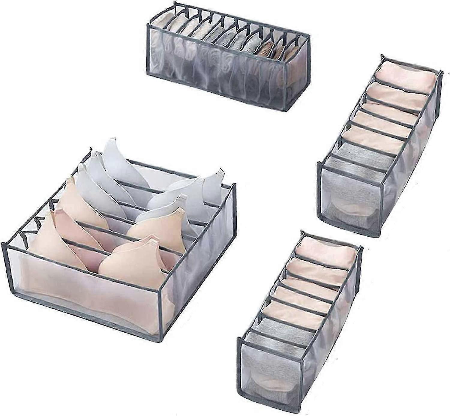 Gray Foldable Underwear Drawer Organizer, Dividers for Bras/Underwear/Socks