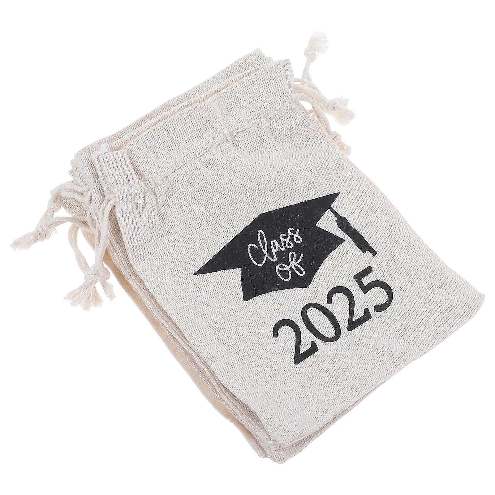 Goodie Bags Graduation Party Favors For Class Of 2025 Reusable Drawstring Bag 5Pcs Beige Cloth