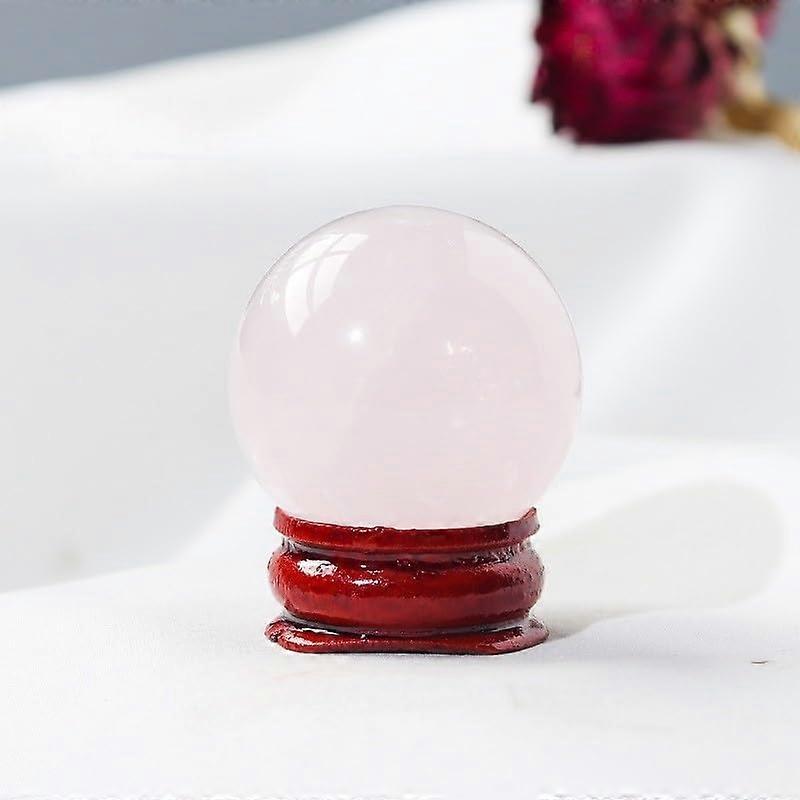 Pink Natural Crystal Sphere with Base, Planetary Science Mineral Ornament, Seven Stars Water Globe 6cm