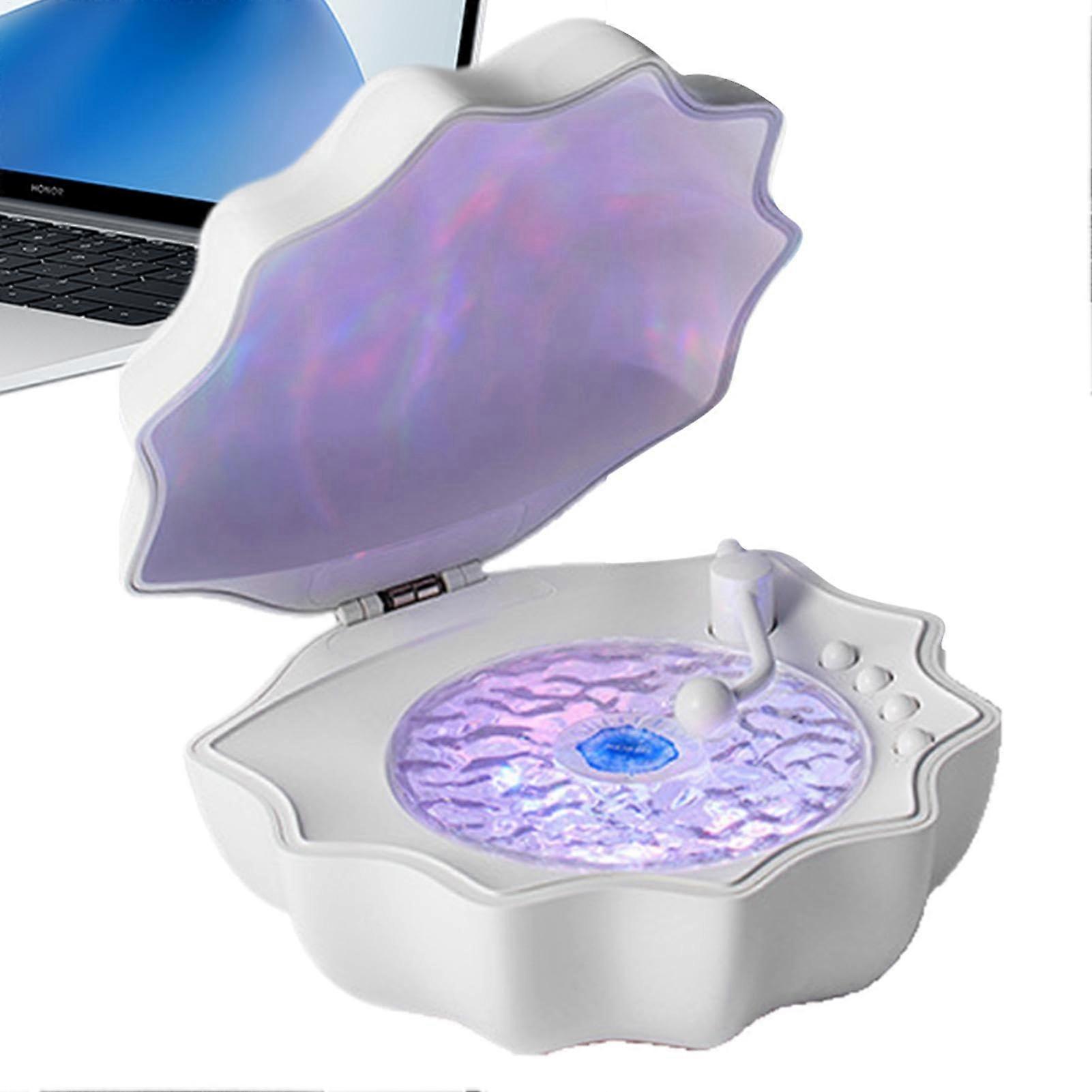 Shell Light Up Speaker - Wave Music Player with Adjustable Night Light, Mood Lamp for Bedroom and Living Room, White Color